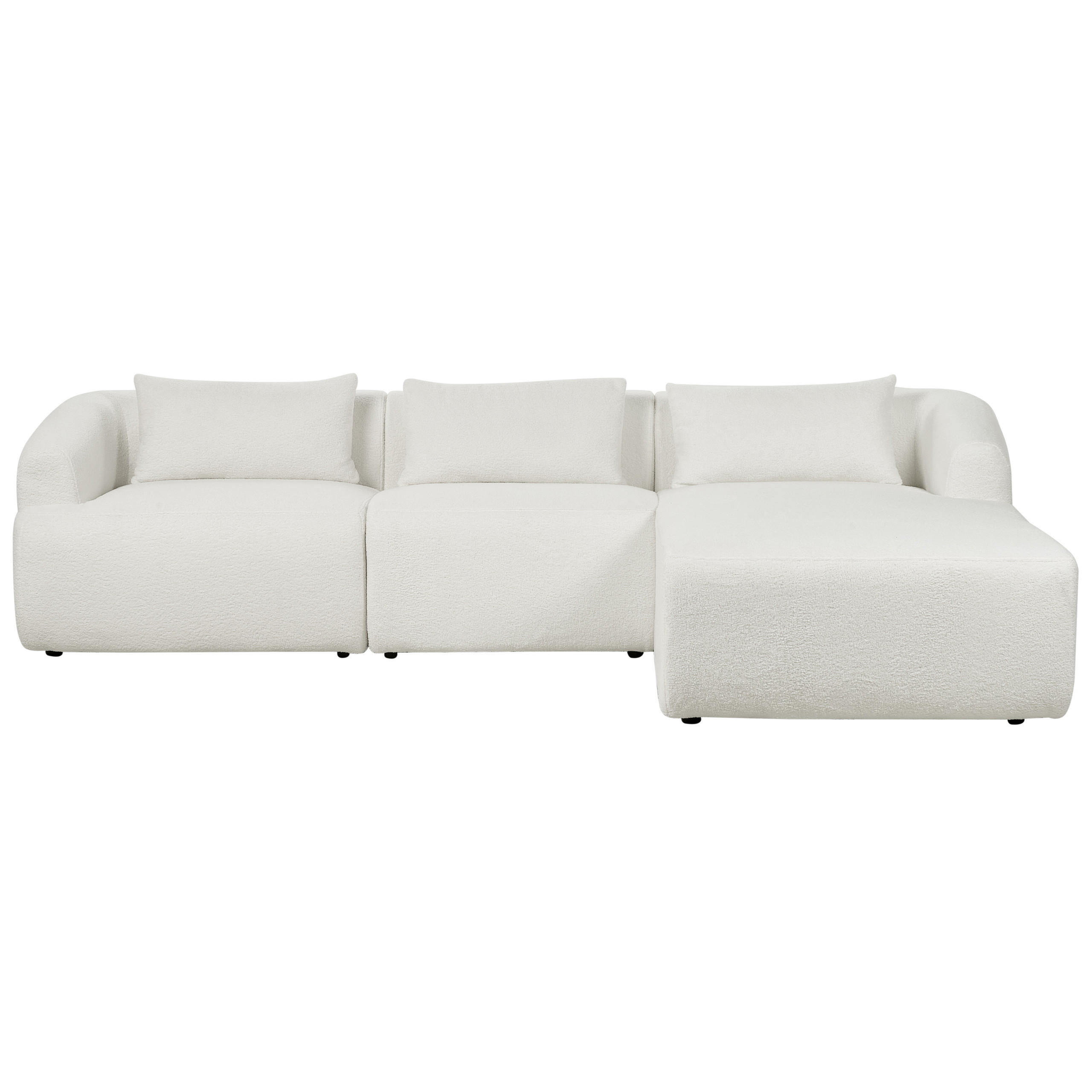 3-SITZER-ECKSOFA aus Bouclé weiß rechtsseitig Svansele - Weiß, Textil (278/174cm) - Beliani