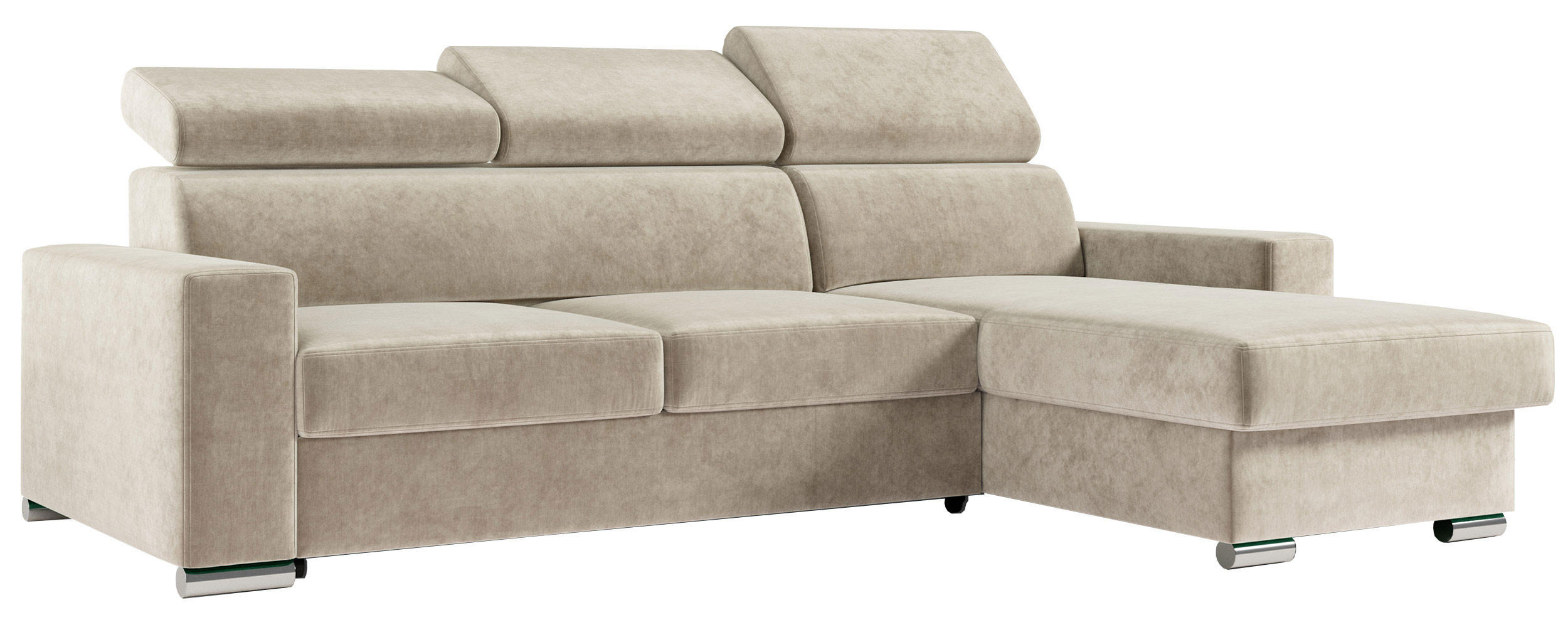 ECKSOFA FOX-L Beige - Beige/Silberfarben, Kunststoff/Textil (242/168cm) - MKS
