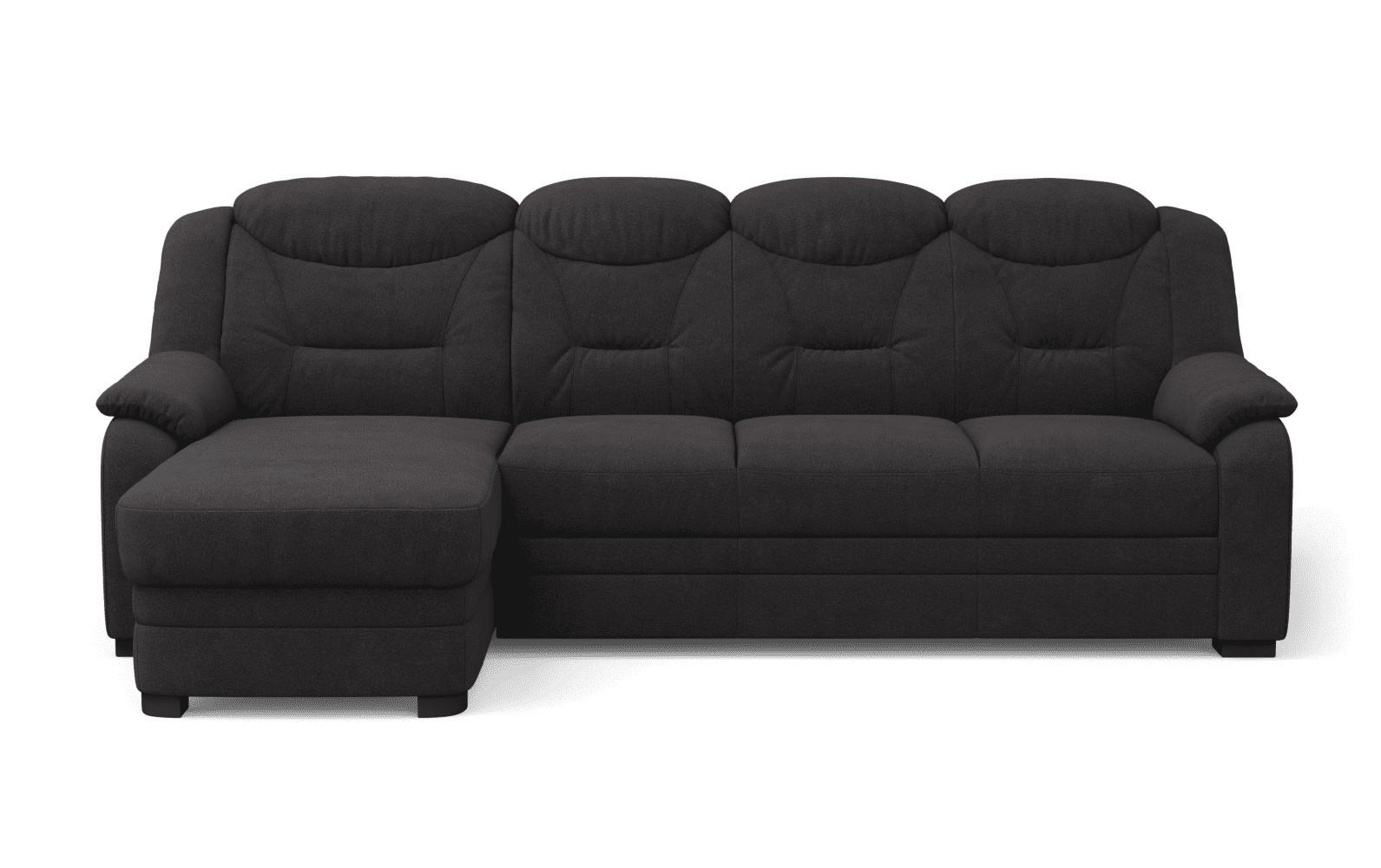 ECKSOFA mit Schlaffunktion – weiches Chenille-Gewebe - Schwarz Hochglanz/Anthrazit, Holz/Kunststoff (257/162cm) - Cotta