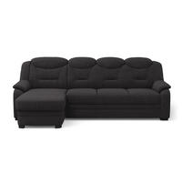 ECKSOFA mit Schlaffunktion – weiches Chenille-Gewebe - Schwarz Hochglanz/Anthrazit, Holz/Kunststoff (257/162cm) - Cotta