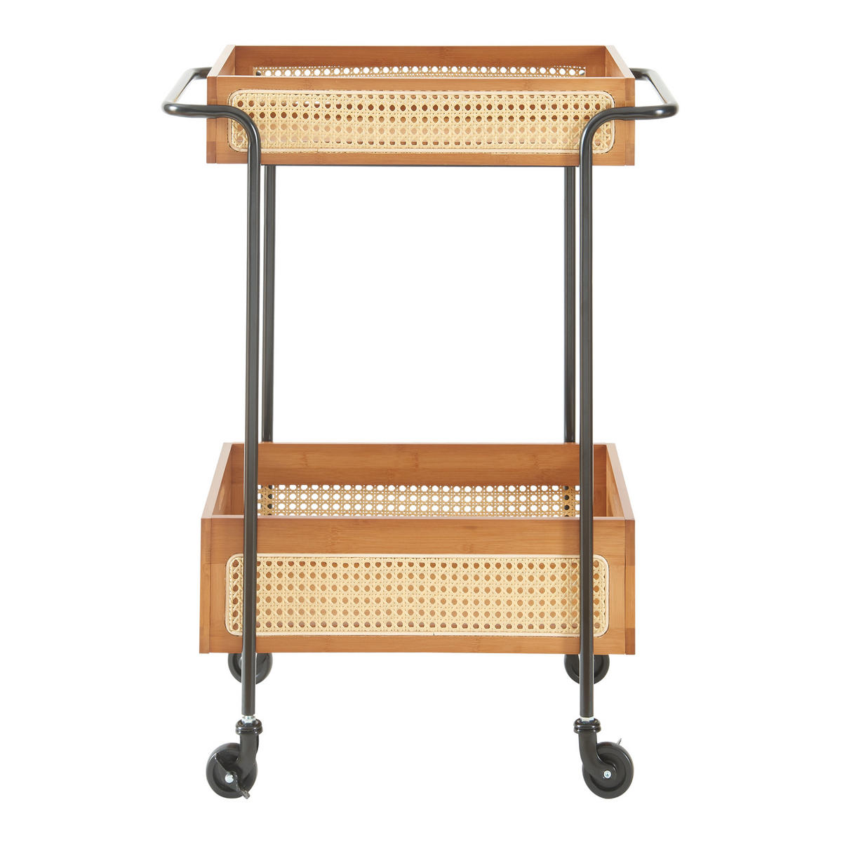 SERVIERWAGEN Tervola - Schwarz/Naturfarben, Holz/Metall (61/80.5/39cm) - [en.casa]