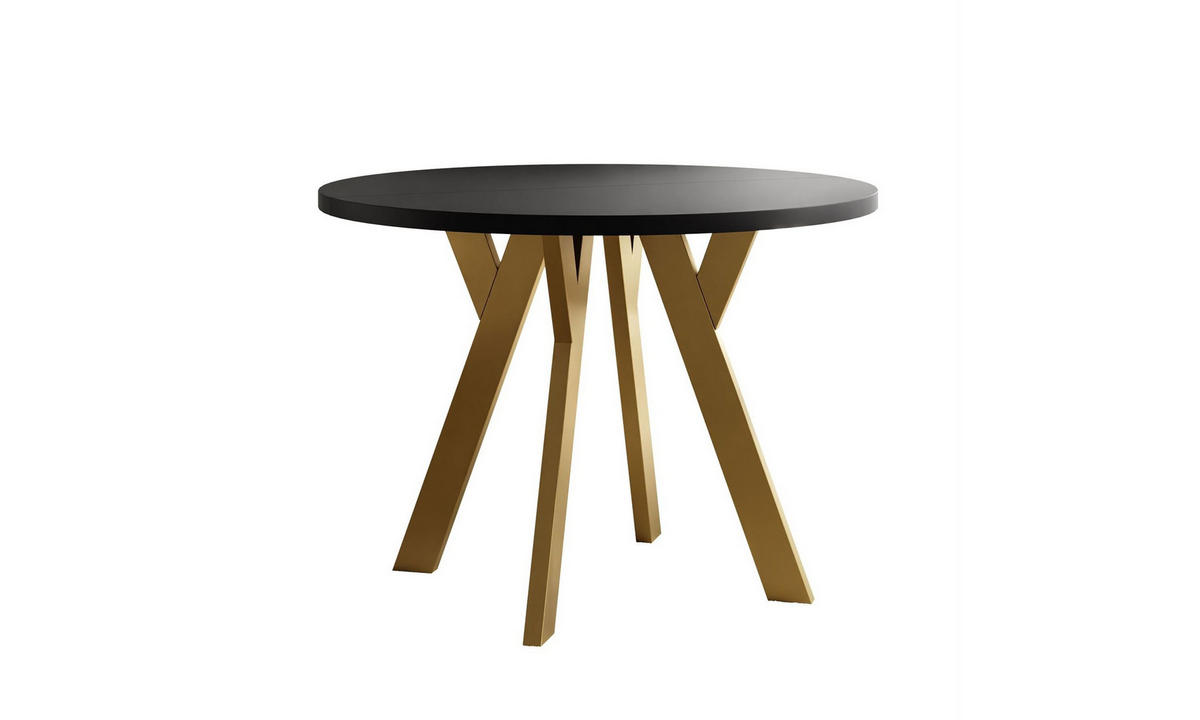 ESSTISCH VOLTA MATT 100/100/72,5 cm Tischplatte: Schwarz matt; Gestell: Golden - Goldfarben/Schwarz, Holzwerkstoff/Metall (100/100/72.5cm) - Lookway