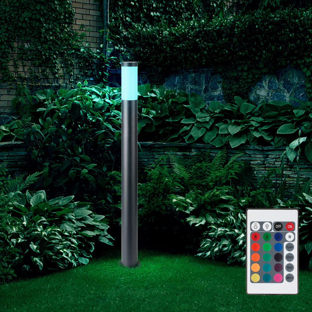 LED AUßENLEUCHTE BOSTON Edelstahl Anthrazit - Anthrazit, Metall (12.7/12.7/110cm) - Globo Lighting