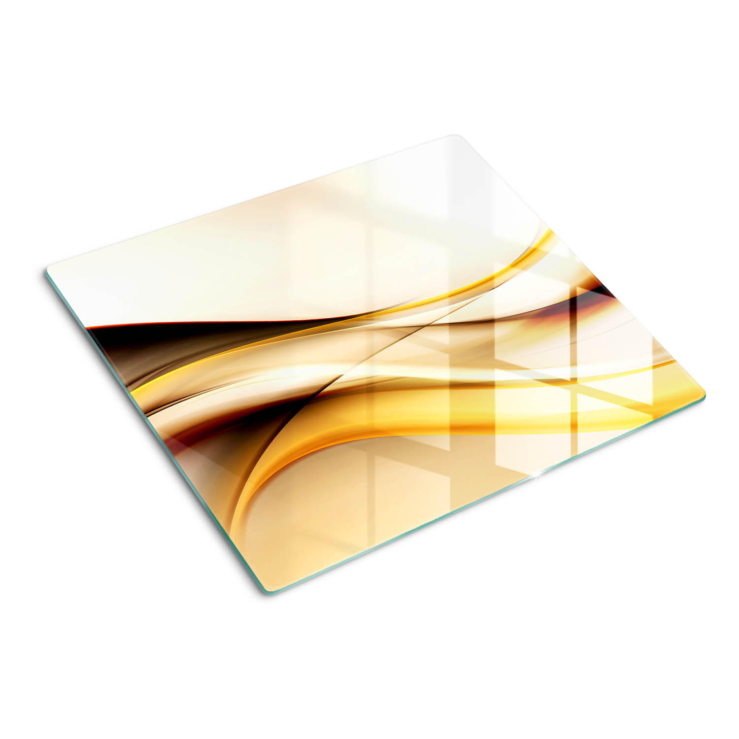 GLASPLATTE 60x52 cm Abstrakte Wellen - Braun, Glas (60/0.4/52cm) - TULUP