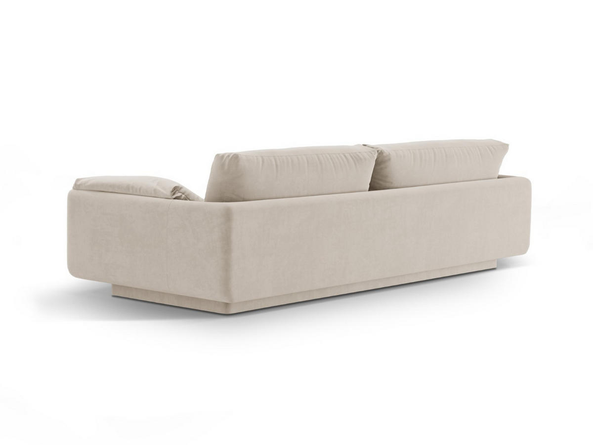 SOFA Torino aus Samt ecru 3 Sitzplätze - Ecru, Textil (103/83/220cm) - Micadoni