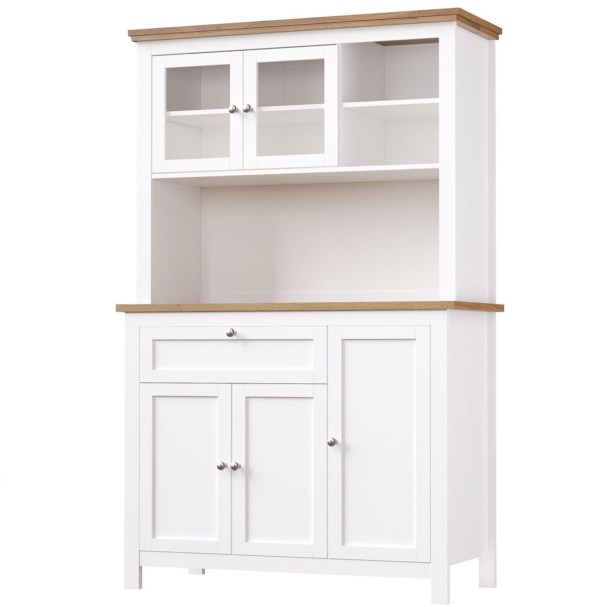 GESCHIRRSCHRANK aus MDF 104x40x180cm in Weiß mit App-LED & Anti-Kipp - Weiß, Holzwerkstoff (104/180/40cm) - Modfu