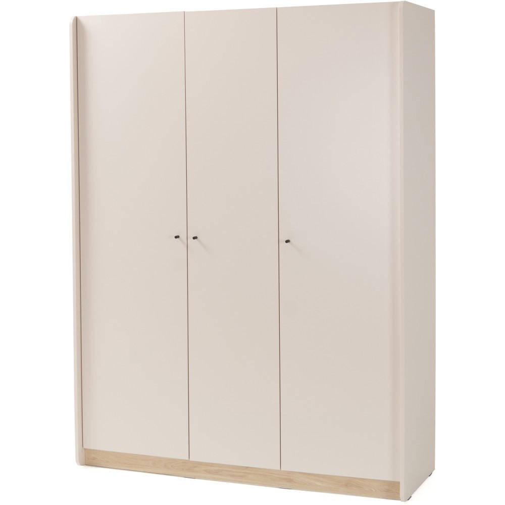 DREHTÜRENSCHRANK Alex mit 3 Türen, Beige Sand - Beige/Schwarz, Holzwerkstoff (145/195/52cm) - Beautysofa