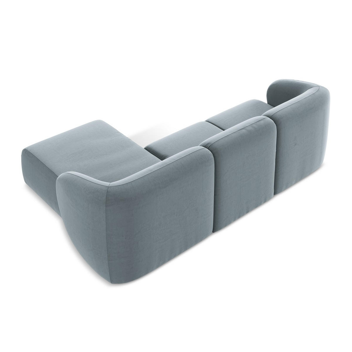 ECKSOFA Rechts Samt Stoff Blau - Schwarz/Hellblau, Holzwerkstoff/Kunststoff (248/166cm) - LaMiaSofa