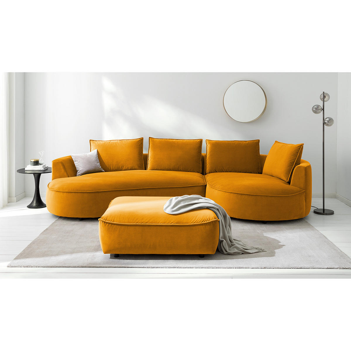 BIGSOFA - Gelb/Orange, Naturmaterialien/Kunststoff (322/82/154cm) - home24