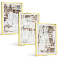 BILDER SET 3er Set - 40x60 cm Goldrahmen - Abstrakte Muster, weiß, braun - Goldfarben, Kunststoff (40/60cm) - TULUP
