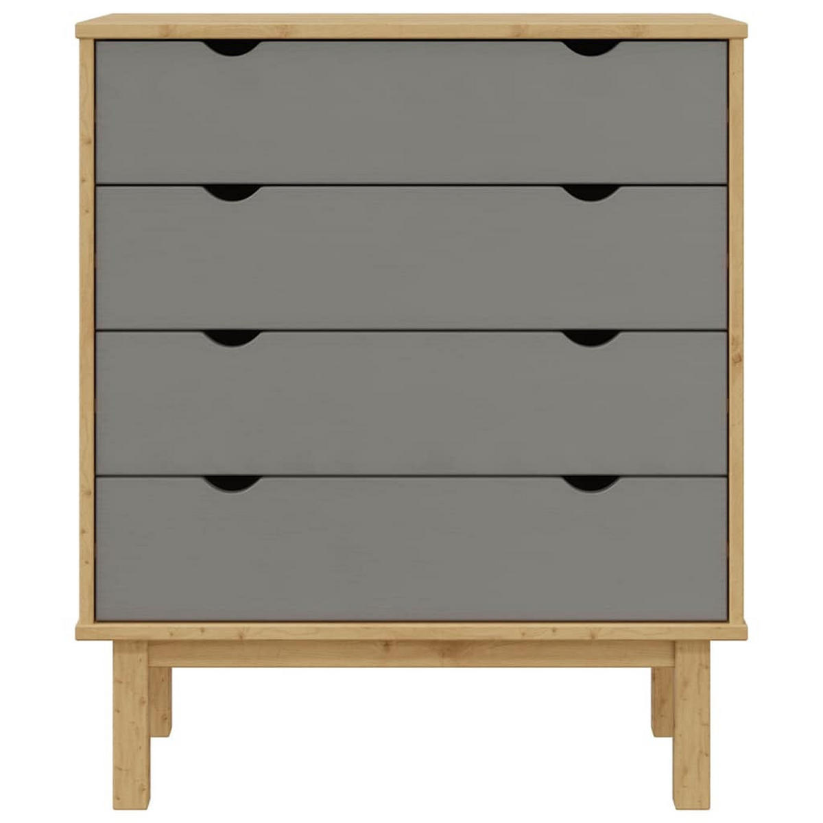 SCHUBLADENSCHRANK Braun&Grau 76,5/39,5/90 Cm Massivholz - Grau, Holz (39.5/90/76.5cm) - vidaXL