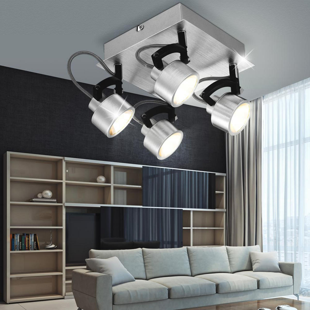 LED DECKENLEUCHTE HALEY Silber gebürstet - Silberfarben, Metall (18/18/15cm) - Globo Lighting