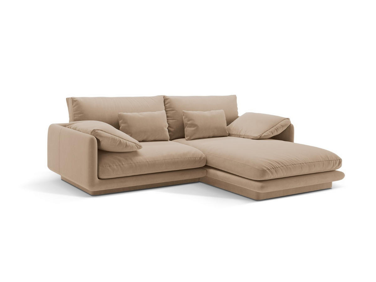 ECKSOFA rechts Torino aus Samt sandfarben 3 Sitzplätze - Sandfarben, Textil (170/220cm) - Micadoni