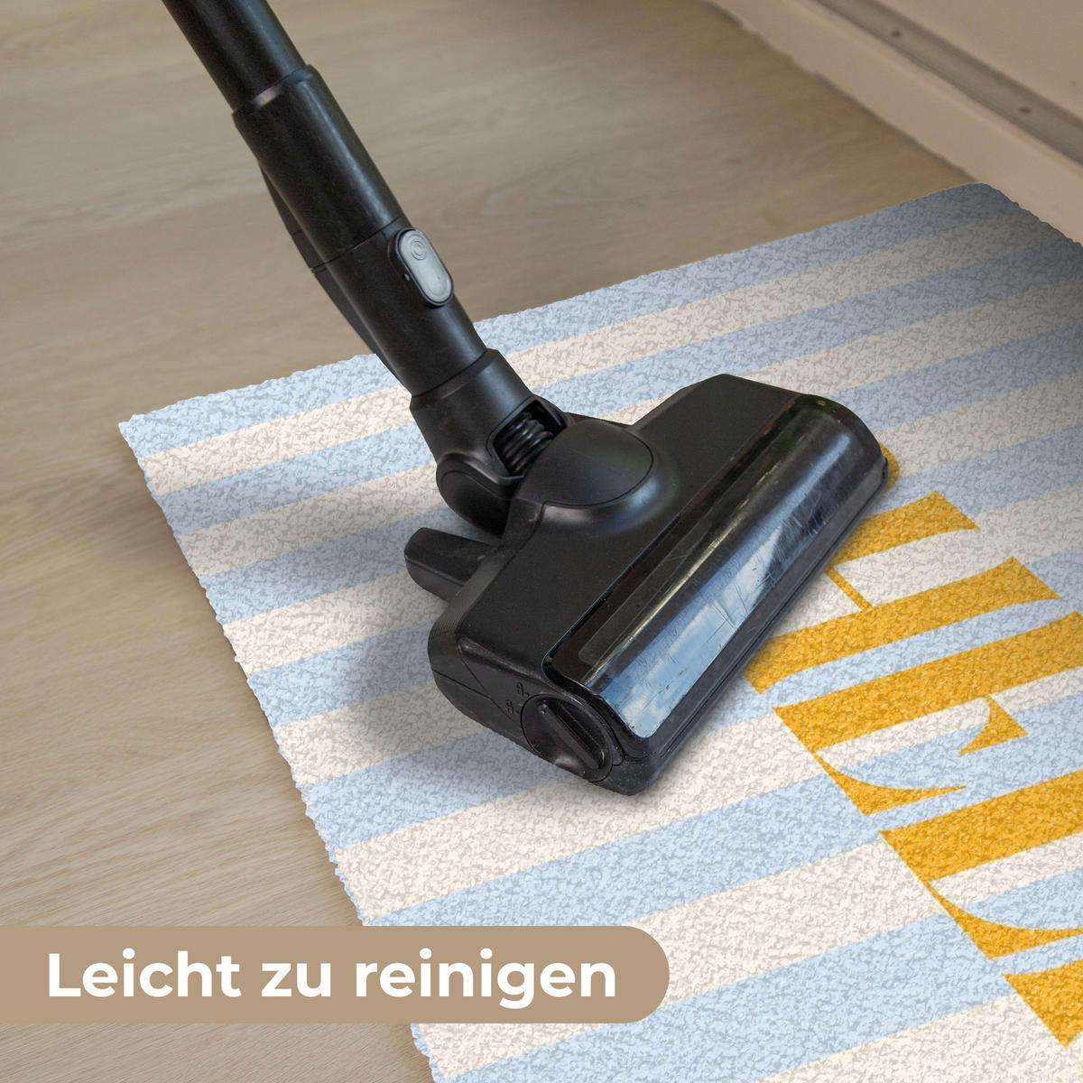 FUSSMATTE Orange – Blau – Streifen – Cheers 90x60 cm - Hellblau, Kunststoff (90/0.4cm) - MuchoWow