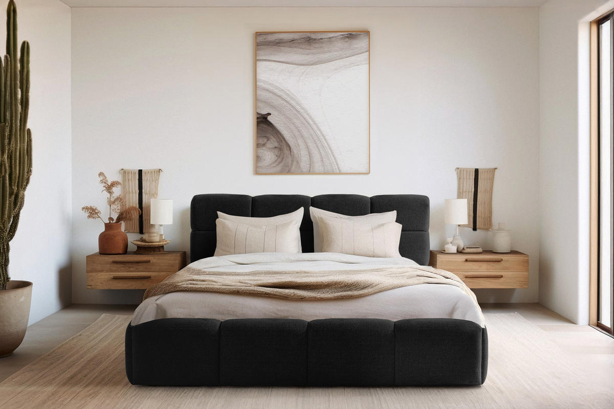 POLSTERBETT AERI 140/160/180/200 mit Rahmen und Bettkasten, anthrazit - Anthrazit, Holz/Holzwerkstoff (140/200cm) - KONSIMO®