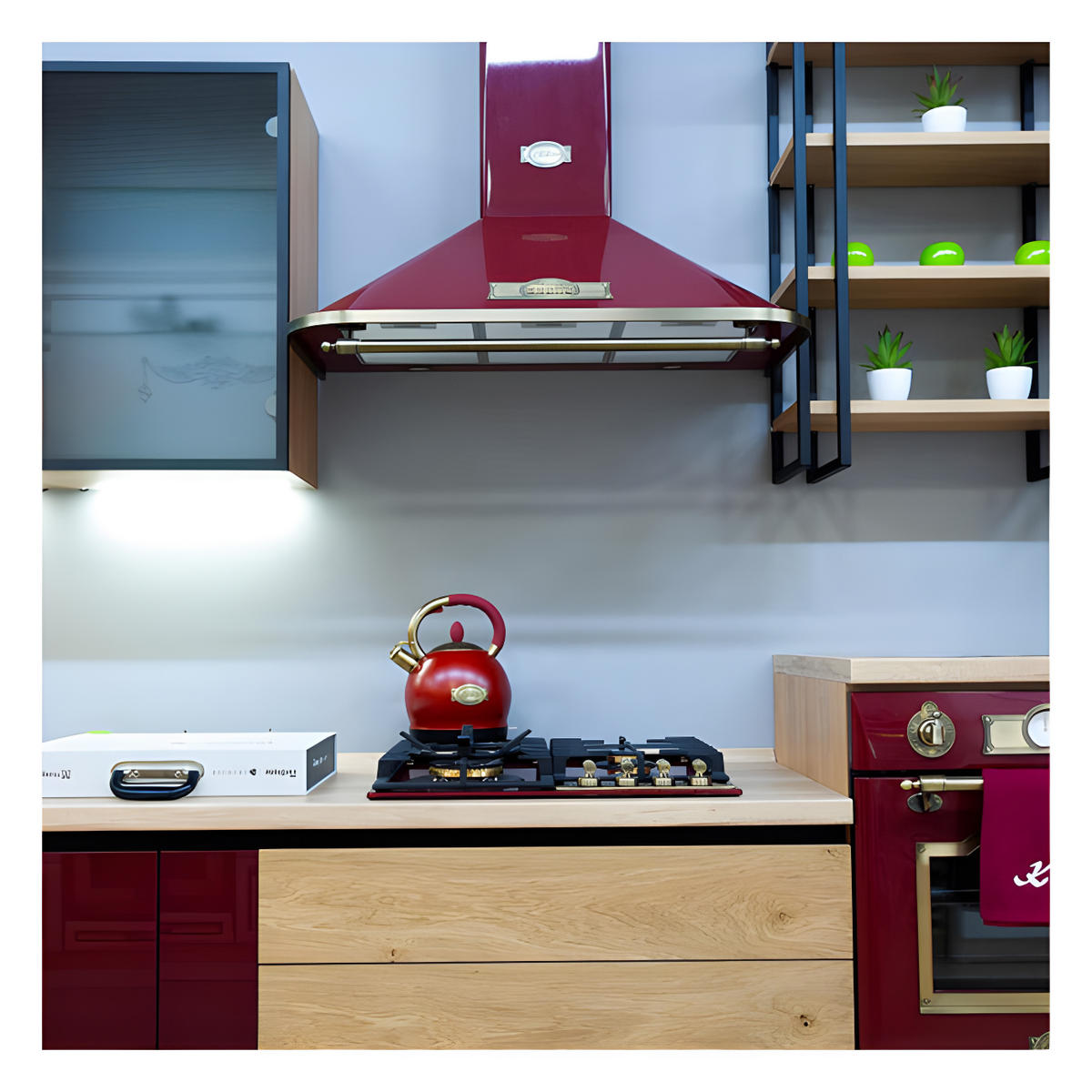 WANDHAUBE A 9315 RotEm Eco Bordeaux 90cm - Bordeaux, Metall (90/86.5/48cm) - Kaiser Küchengeräte