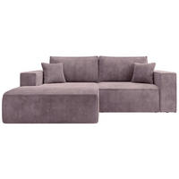 ECKSOFA Farese Mini mit Cordbezug Mauve, links - Flieder/Schwarz, Textil (240/167cm) - Selsey