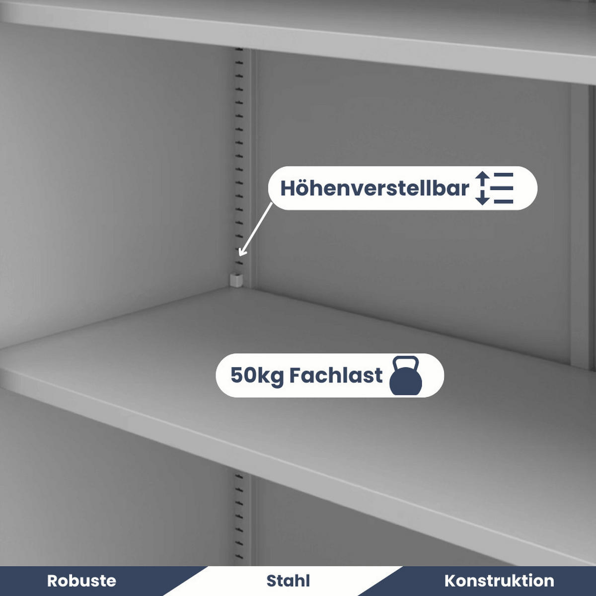 VITRINENSCHRANK abschließbar AMELIA mit Glastüren 185x90x40cm Grau - Grau, Metall (90/185/40cm) - Jan Nowak