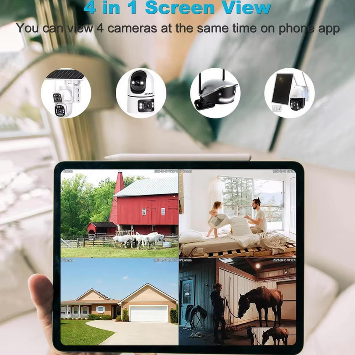 BABYPHONE Dual Lens WiFi Kamera 360° 2.4G 5G Bewegungserkennung Cruise - Weiß, Kunststoff - Kaket