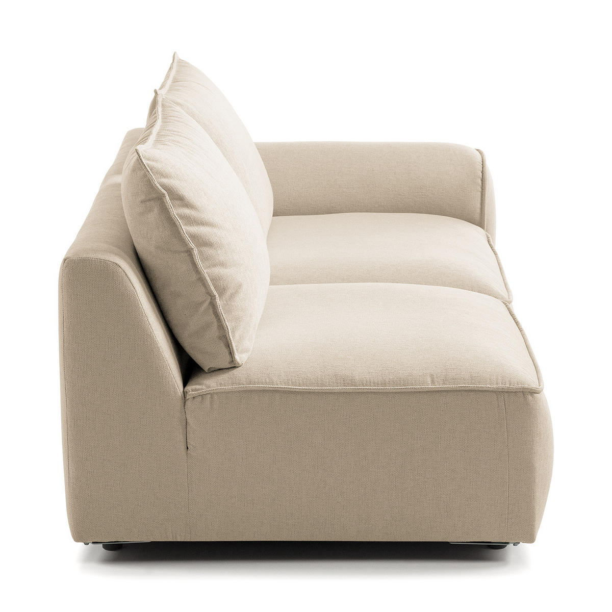 2,5-SITZER SOFA - modular - Beige/Schwarz, Holz/Kunststoff (189/80/99cm) - home24