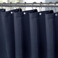 DUSCHVORHANG Waffelstoff Marineblau 152 x 214 cm - Dunkelblau, Textil (152/214cm)