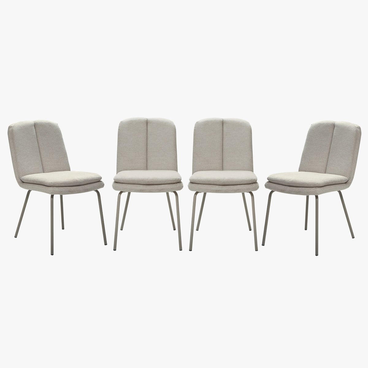 STÜHLE 4er Set aus Stoff Beine aus beige lackiertem Metall 64,5/48/85 cm - Beige, Textil (48/85/76cm) - Calicosy