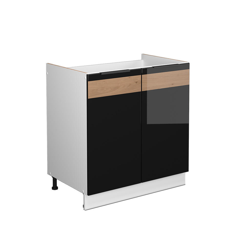 ТУМБА ПОД РАКОВИНУ Fame-Line Stejar negru lucios/alb 80x82 cm fara blat