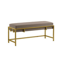 POLSTERBANK LAMO 100 Graubraun, Goldene Beine - Dunkelgrau/Goldfarben, Textil/Metall (100/45/35cm) - Bettso