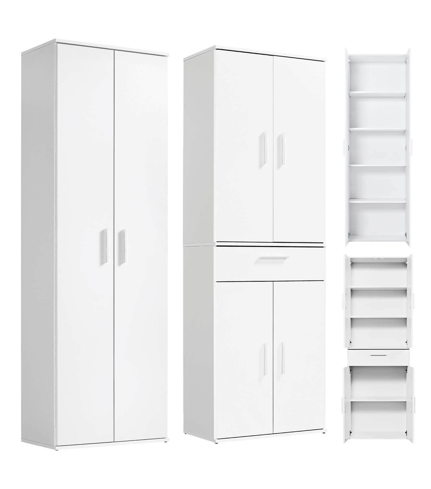 MEHRZWECKSCHRANK SET Der Allzweckwaffe - Silberfarben/Weiß, Holzwerkstoff (60/180/34cm) - Mokebo