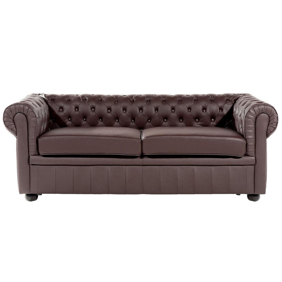 SOFA-SET 4-sitzer Leder Braun Chesterfield - Braun, Leder (195/70/90cm) - Beliani
