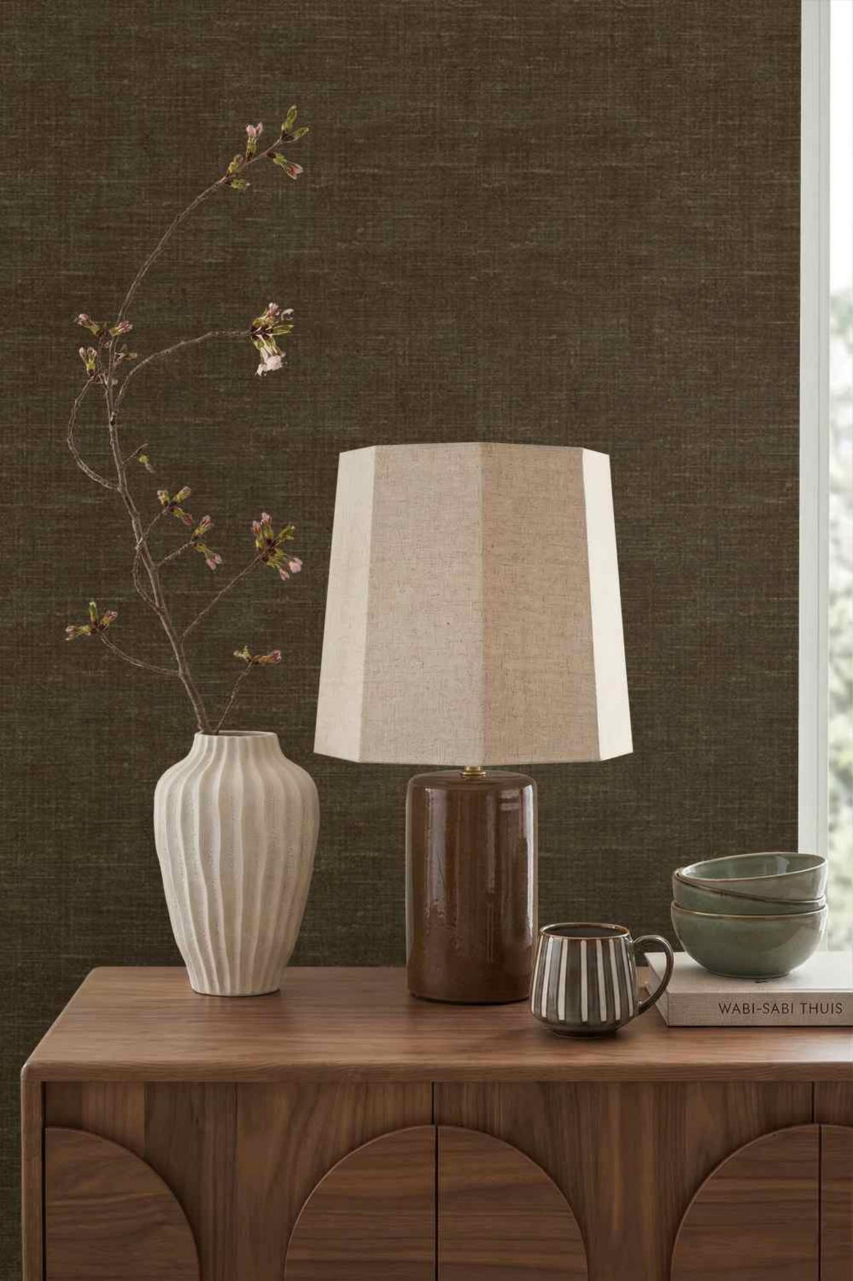 TAPETE Leinen-Optik 53 cm x 10.05 m - Braun, Papier (53/1000cm) - Origin Wallcoverings