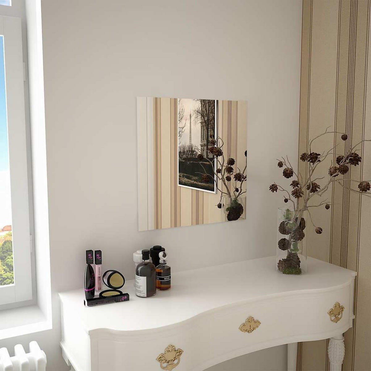 WANDSPIEGEL 50 x 50 cm Quadratisch Glas - Silberfarben, Glas (50/2/50cm) - furnicato