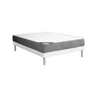MATRATZE und Bettgestell mit Lattenrost und Stoffbezug - 2 Personen - Stoff - Weiß - - Weiß, Textil (160/200cm) - Vente-Unique