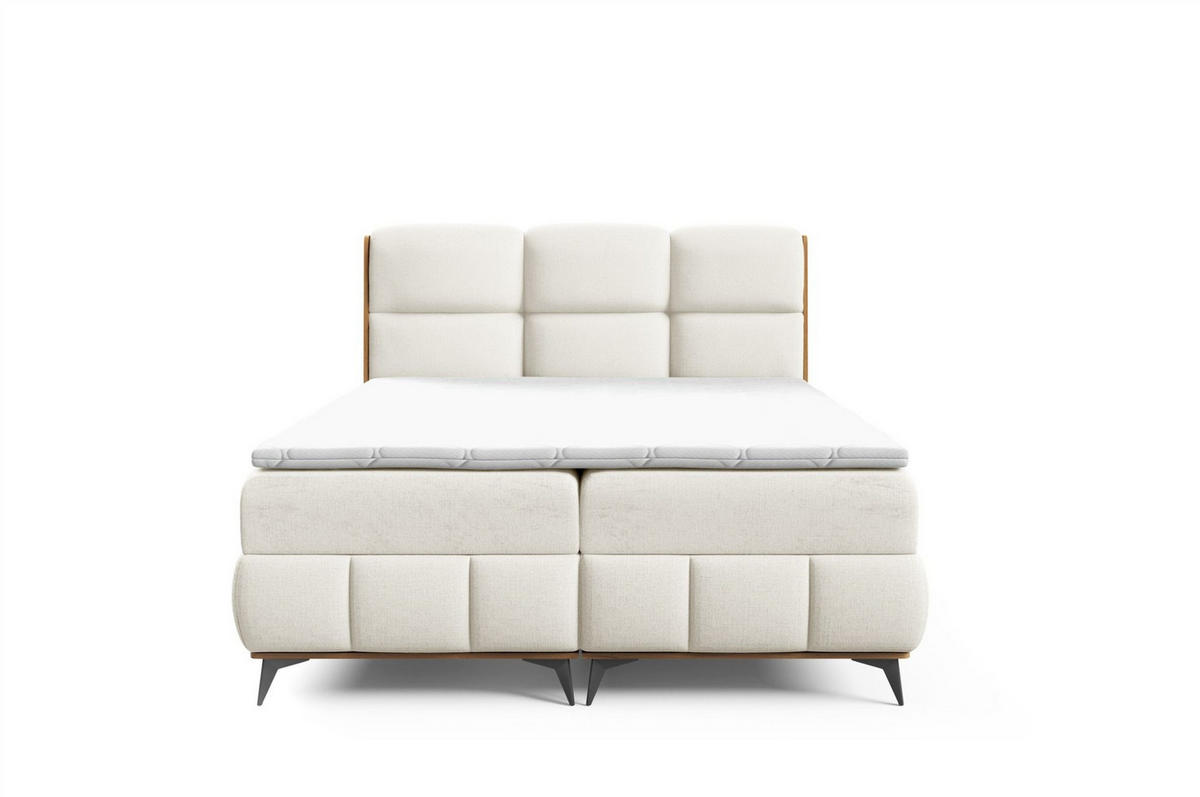 BOXBETT Charlie Premium - Ecru, Holzwerkstoff/Textil (180/200cm) - Fun Möbel