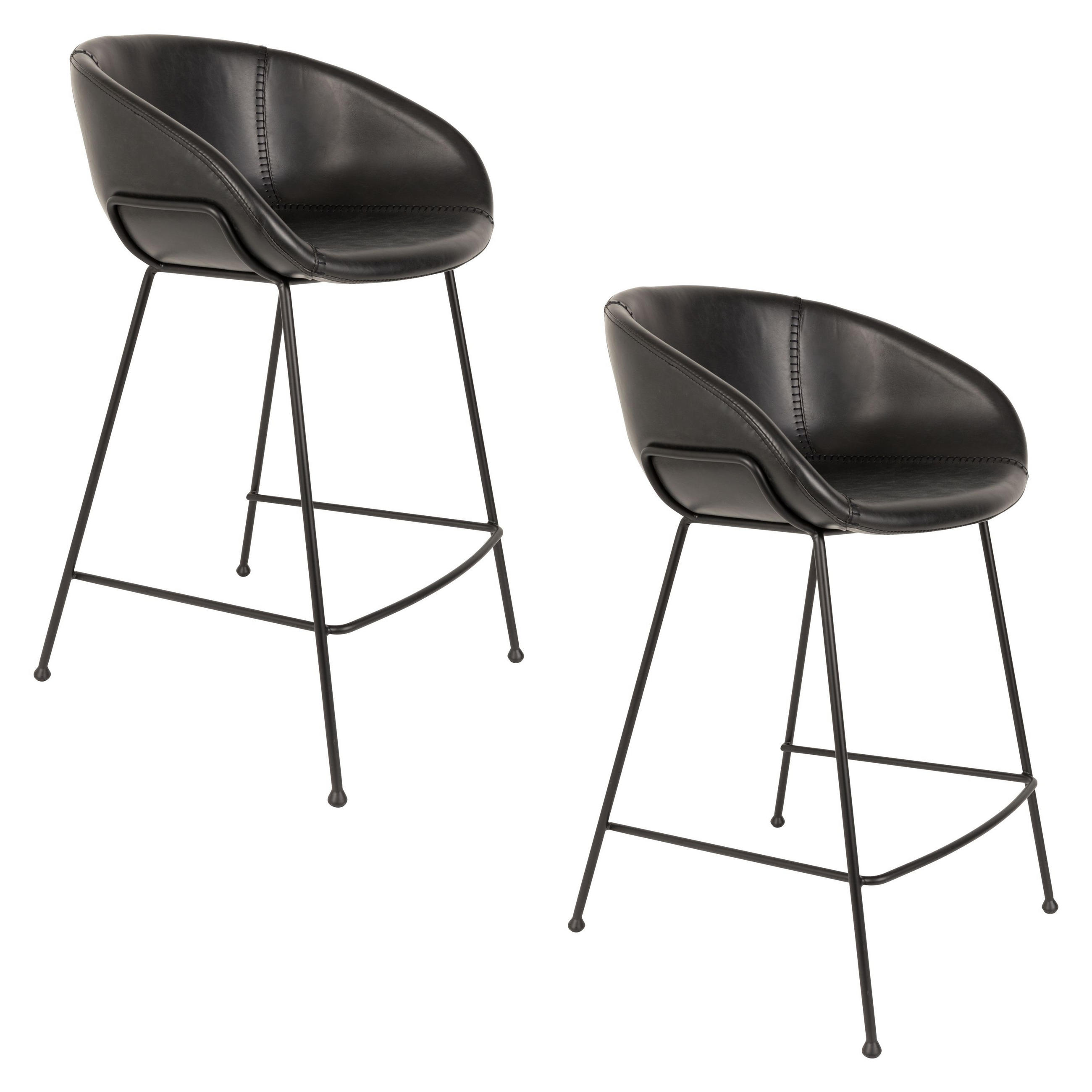 BARHOCKER Feston Rückenlehne 65 cm Schwarz - 2 er Set - Schwarz, Kunststoff (54.5/88.5/53cm) - Zuiver