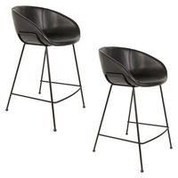 BARHOCKER Feston Rückenlehne 65 cm Schwarz - 2 er Set - Schwarz, Kunststoff (54.5/88.5/53cm) - Zuiver