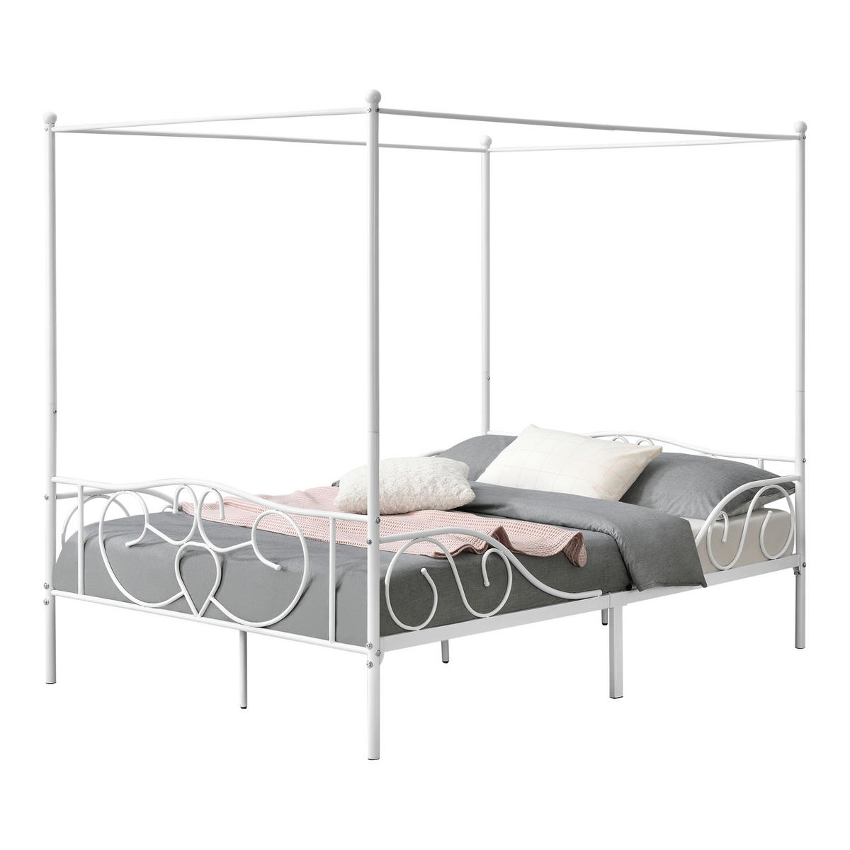 HIMMELBETT Finström - Weiß, Metall (140/200cm) - [en.casa]