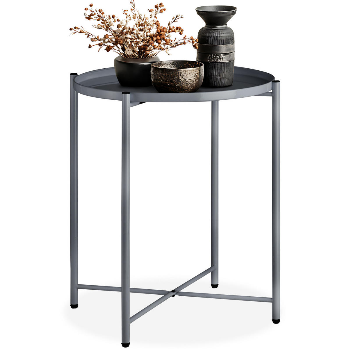 BEISTELLTISCH Chester,45,5 x 45,5 x 53 cm,dunkelgrau - Dunkelgrau, Metall (45.5/45.5/53cm) - tectake