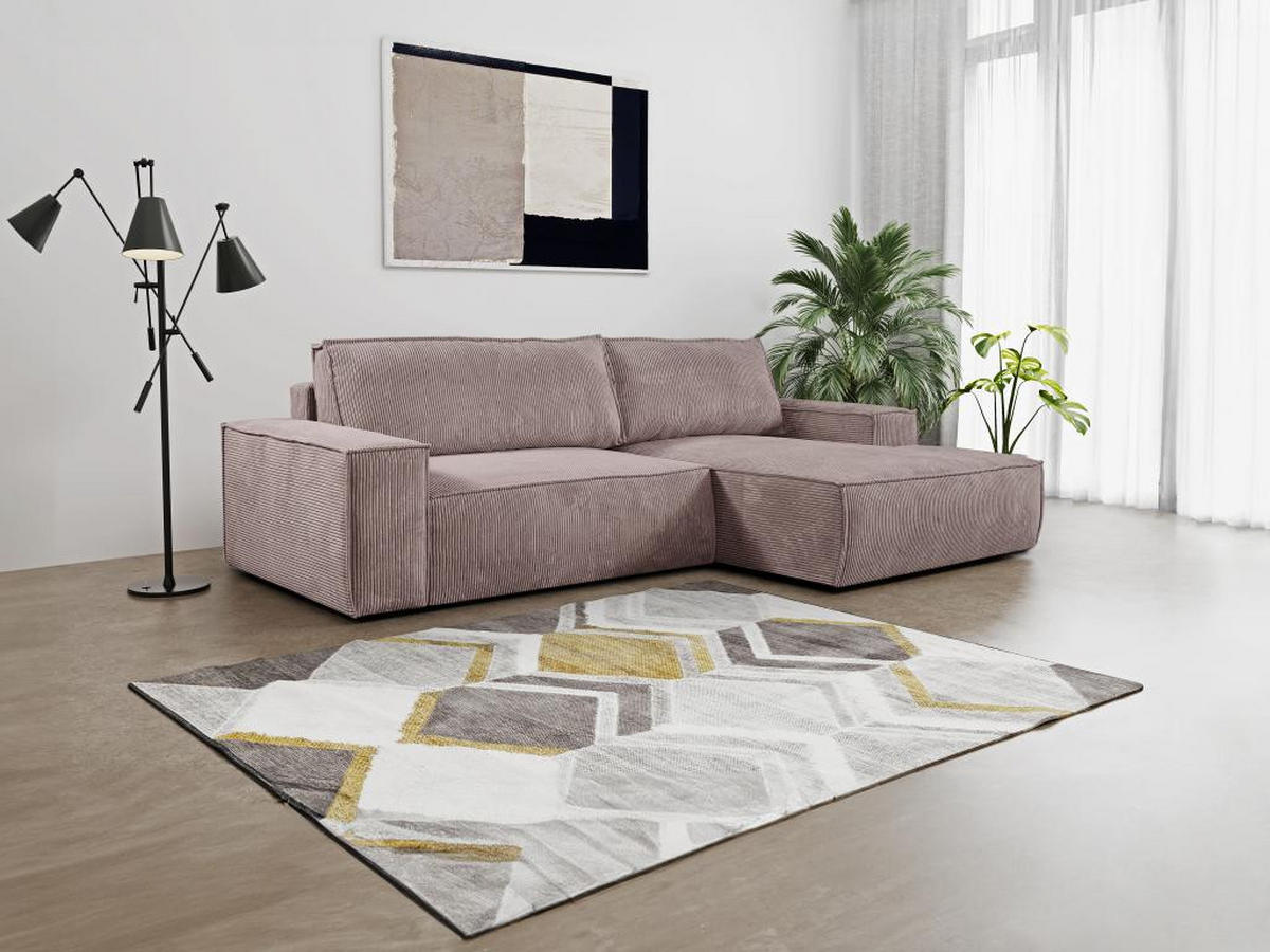 ECKSOFA mit Schlaffunktion - Ecke Rechts - Cord - Malve - AMELIA - Lila, Textil (167/267cm) - Vente-Unique
