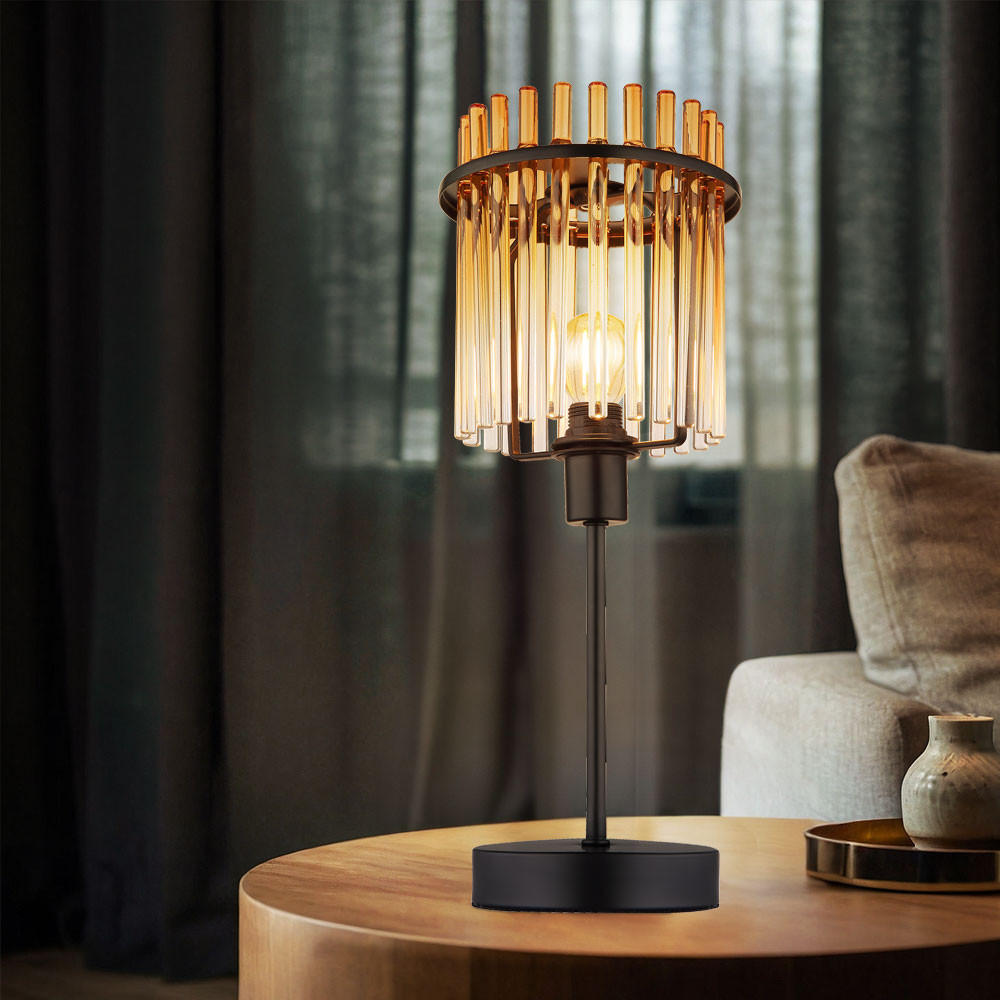 LED TISCHLEUCHTE Metall Orange - Orange, Glas (15/15/37.5cm) - Globo Lighting