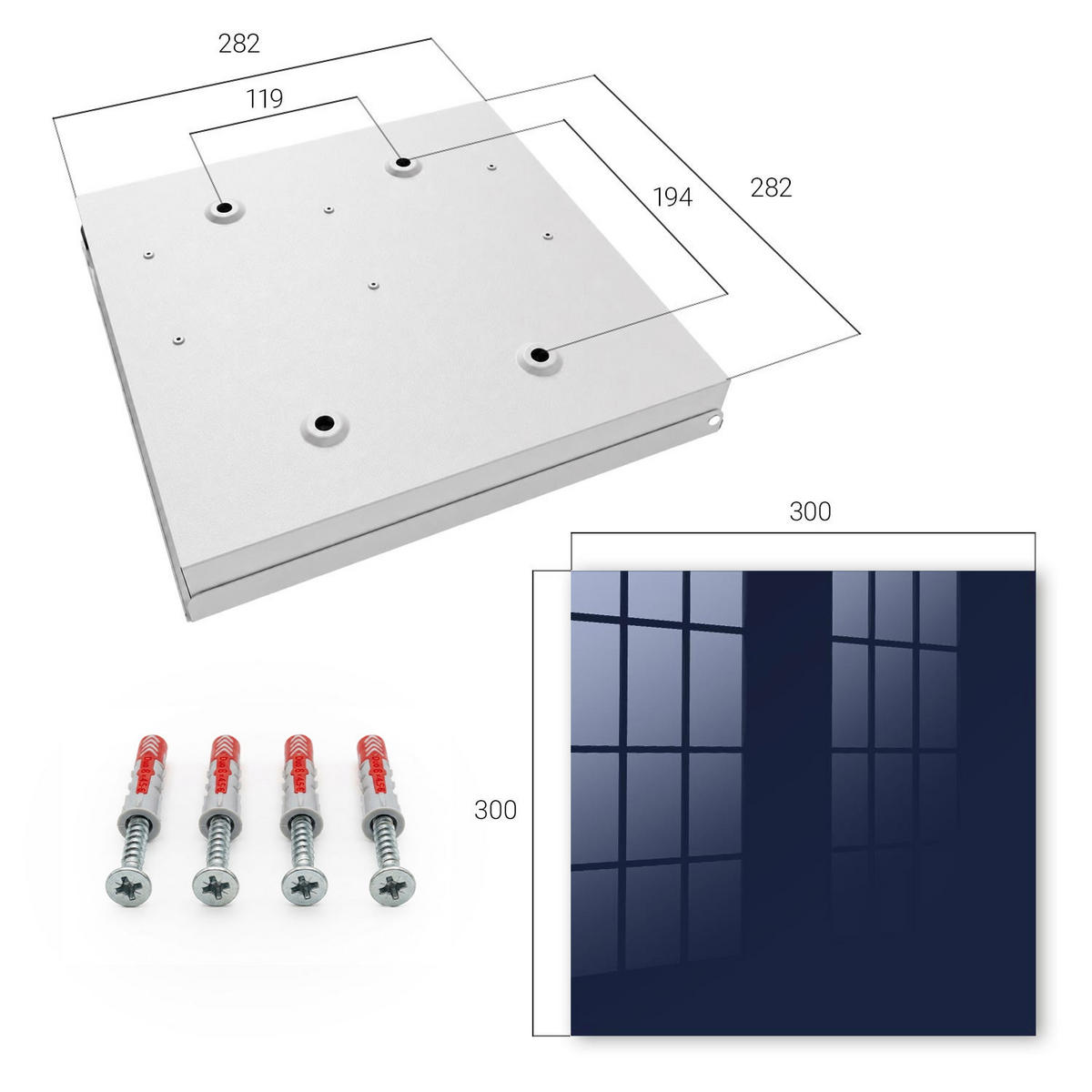 SCHLÜSSELBOX Weiß 30x30 cm – Türöffnung nach rechts - Dunkelmarineblau - Dunkelblau, Metall (30/30/5cm) - TULUP