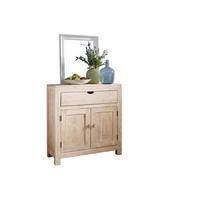 KOMMODE Akazie 90x40x95 white stone getüncht NATURE WHITE #81 - Beige, Holz (90/95/40cm) - Massivmoebel24