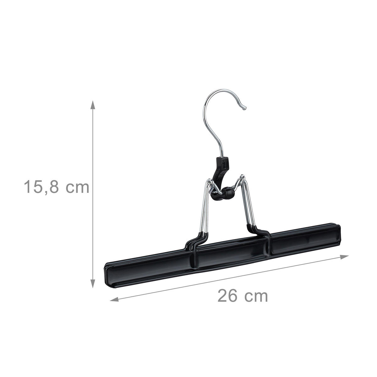 HOSENBÜGEL Schwarz 20er-Set Metall - Schwarz, Kunststoff/Metall (26/15.8/3cm) - Relaxdays