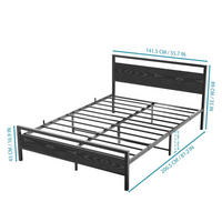 METALLBETT 140/200 cm und MDF in Schwarz/Walnuss mit Lattenrost - Schwarz, Metall (140/200cm) - BEAOK
