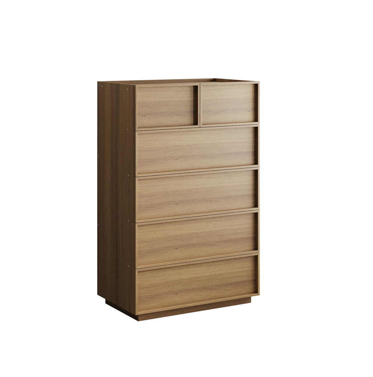 KOMMODE 80/48/127 cm aus MDF und Holzwerkstoff mit 6 Schubladen Eichefarben - Nussbaumfarben, Holzwerkstoff (80/127/48cm) - Modenvie