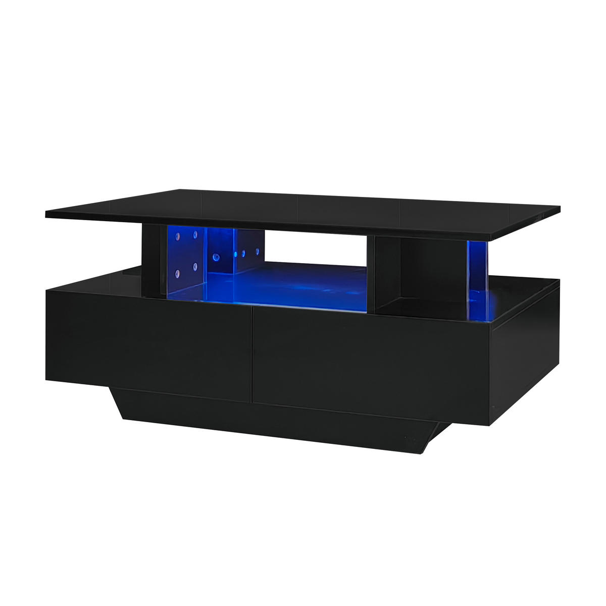 COUCHTISCH Schwarz 90/55/41 cm mit LED-Beleuchtung - Schwarz, Holzwerkstoff (55/90/41cm) - PANGIVO