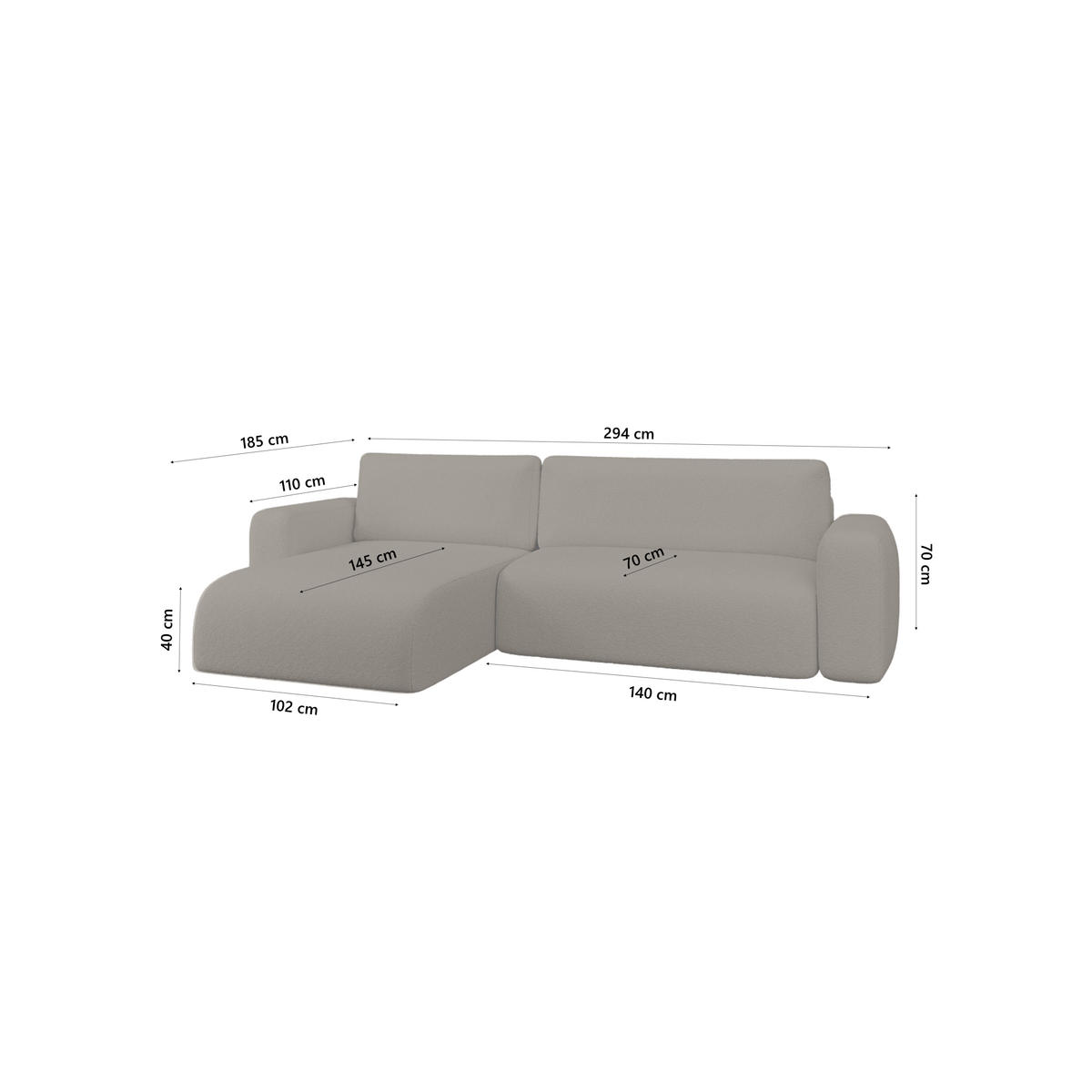 ECKSOFA TALW L mit Schlaffunktion, Dunkelbraun - Dunkelbraun, Textil (294/185cm) - Fedve