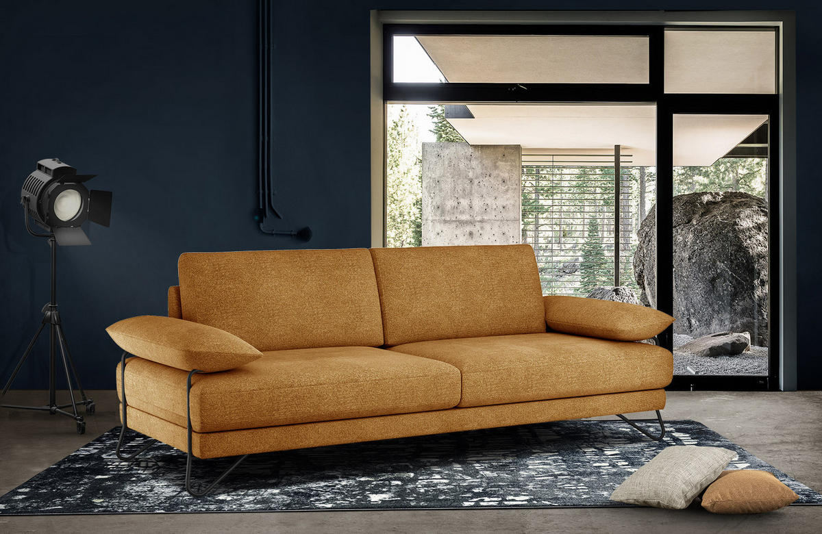 SOFA LORI 3-Sitzer, orange - Schwarz/Orange, Holzwerkstoff/Textil (245/87/96cm) - Courtois Laville