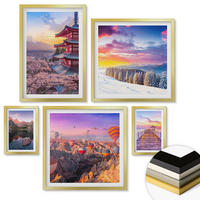 WANDBILDER 5er Set - 50x50 cm & 20x30 cm & 40x60 cm Goldrahmen - Romantische Himmelslandschaften - Goldfarben, Kunststoff (40/60cm) - ArtPrintCave