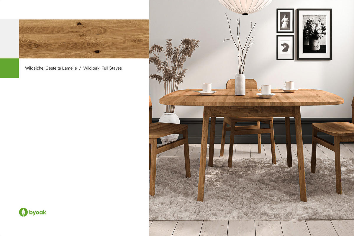 ESSTISCH PAUL 90 x 110 Wildeiche - Wildeiche, Holz (110/90/77cm) - byoak